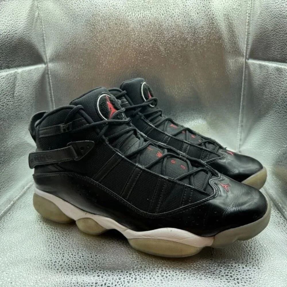 Size 11.5 Air Jordan 6 Rings Mens Black Red White‎ Basketball Shoes 322992-064